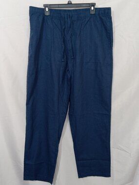 Orton Brothers Linen Blend Pants Mens L Blue Elastic Waist Drawstring